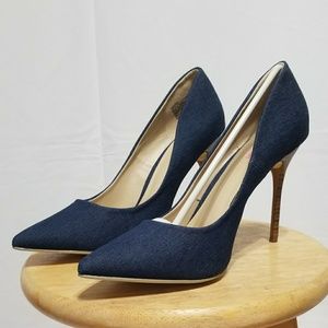 Navy heels, denim blue